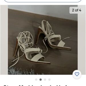 Steve Madden beige strappy ankle wrap sandals sz 6 1/2 ivory color